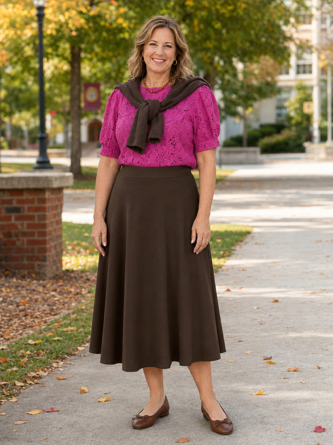 midi skirt outfit fall business casual