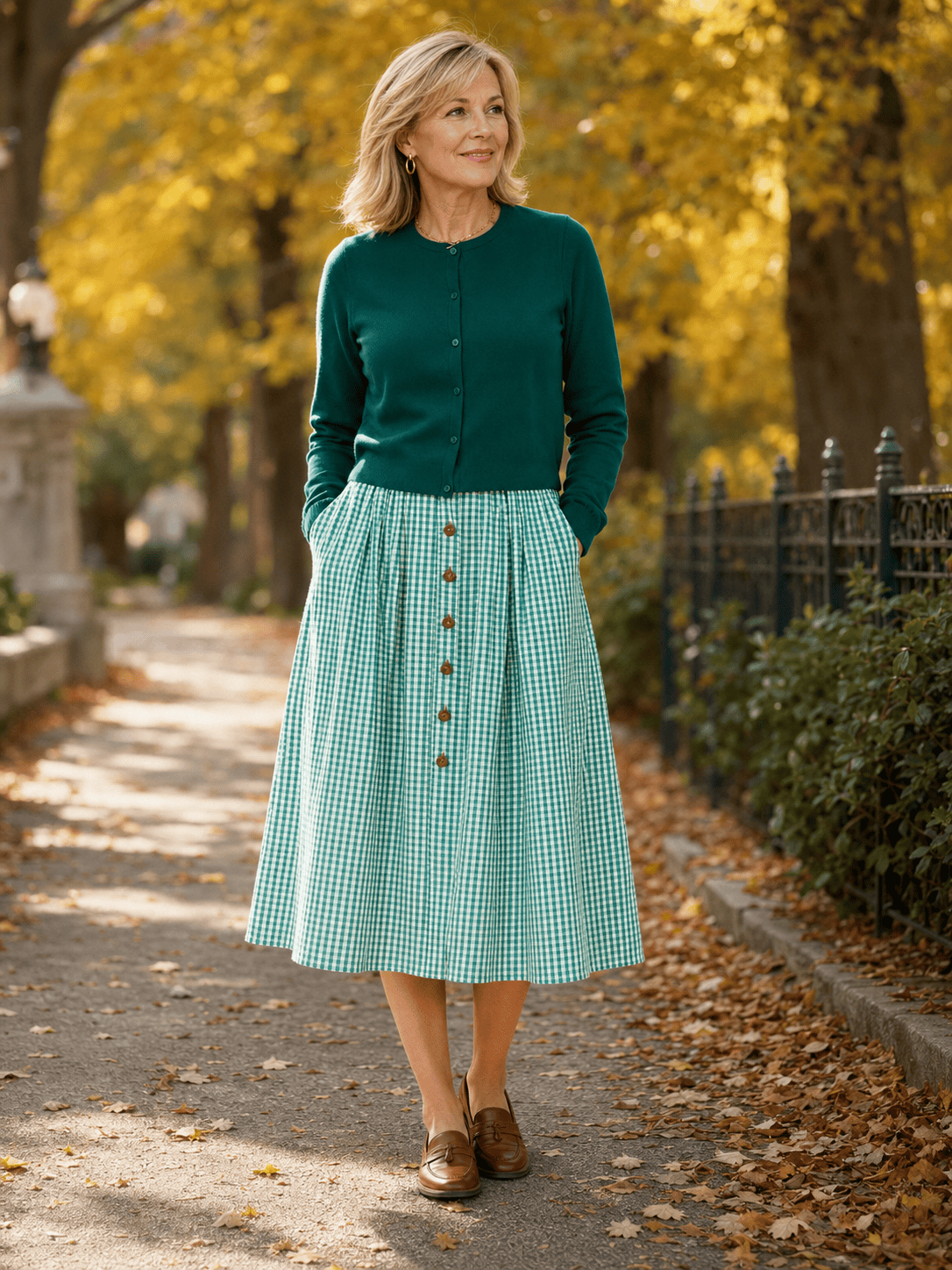 cardigan and skirt outfit for early fall
