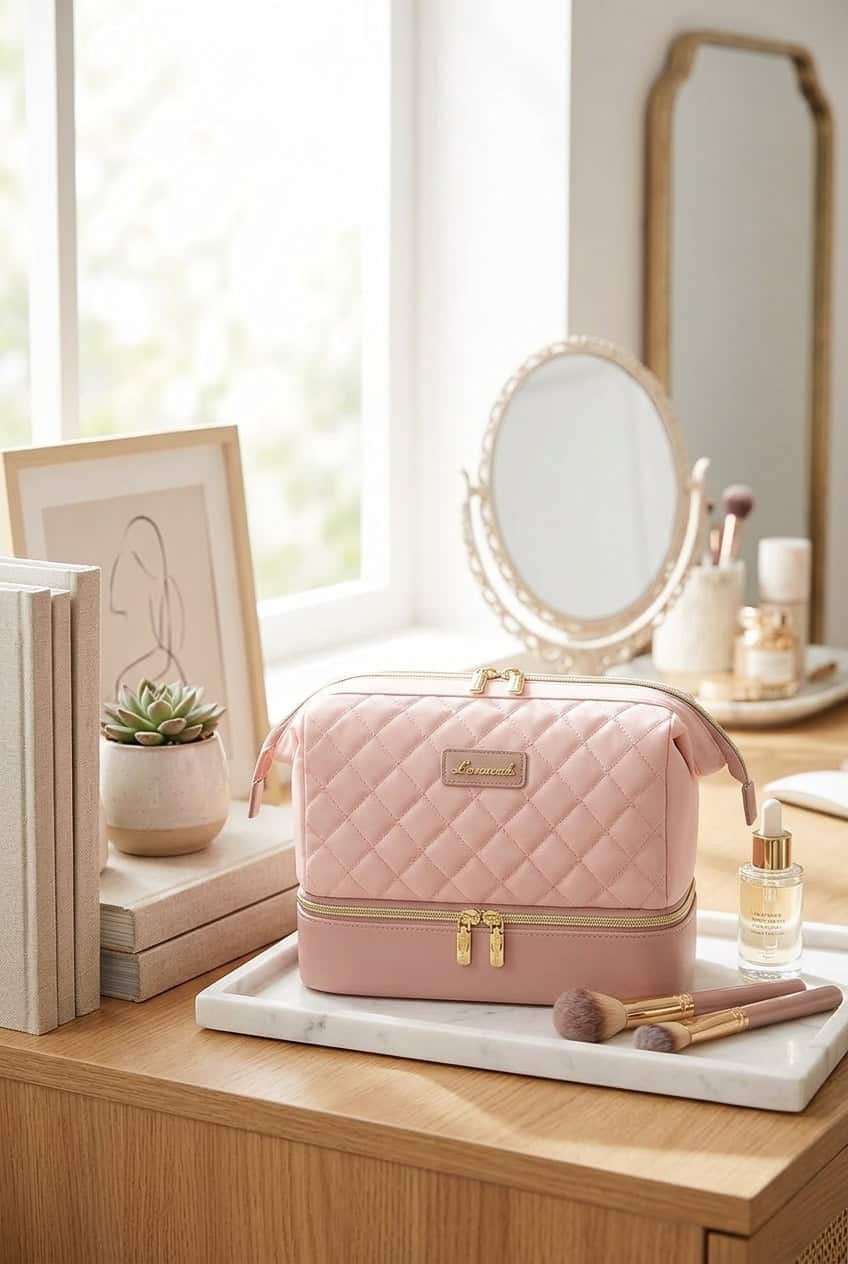 two layer makeup bag